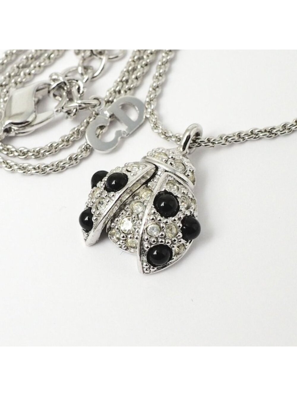 Dior Vintage Necklace Crystal Rhinestone Ladybird Ladybug